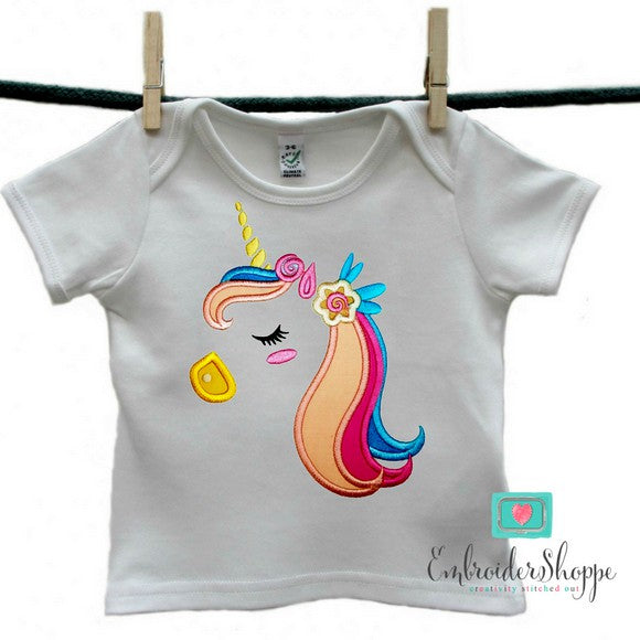 Unicorn Side Face 3 Applique