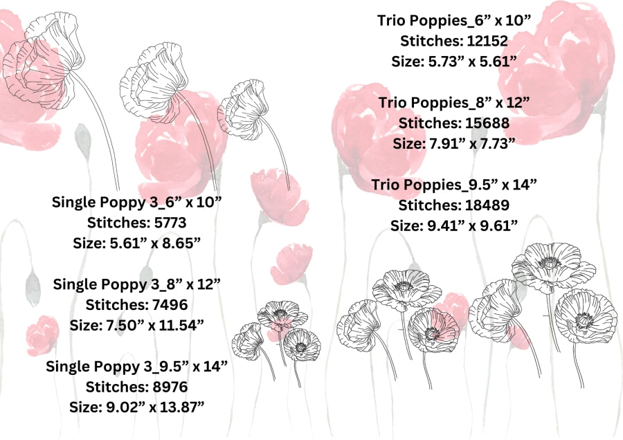 Poppies Redwork