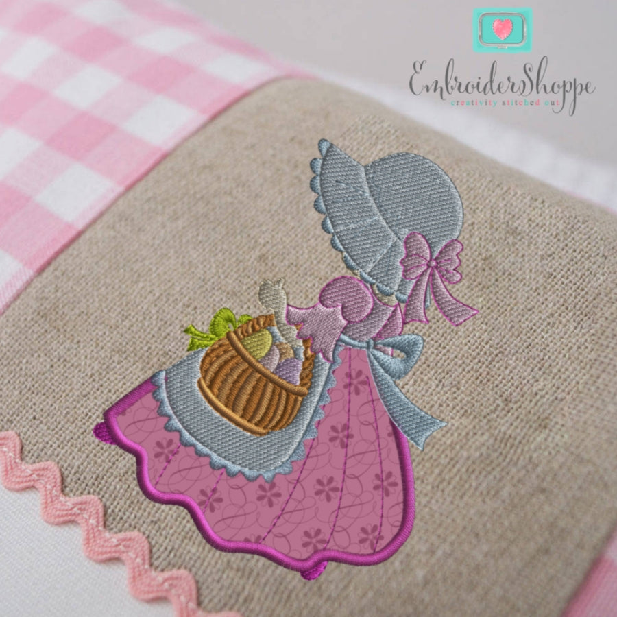Sunbonnet with basket Applique