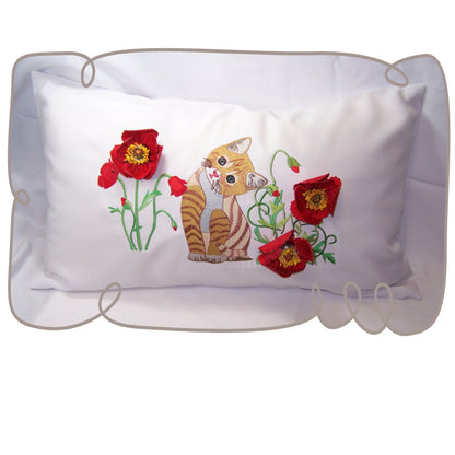 Kitten with Red Poppies
