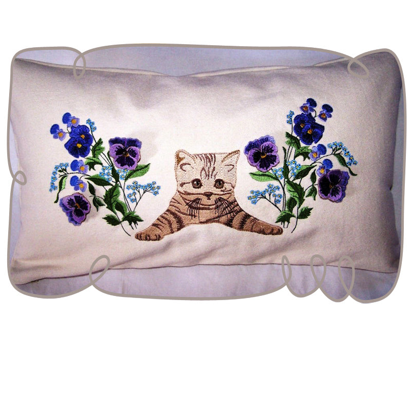 Kitten with Pansies