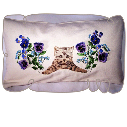 Kitten with Pansies