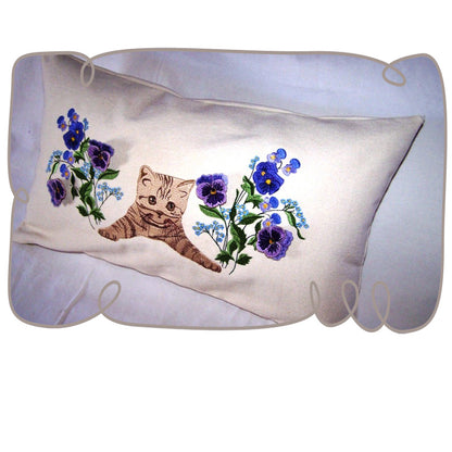 Kitten with Pansies