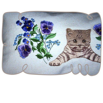 Kitten with Pansies