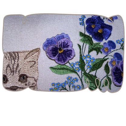 Kitten with Pansies