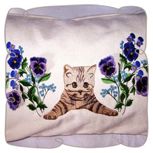 Kitten with Pansies