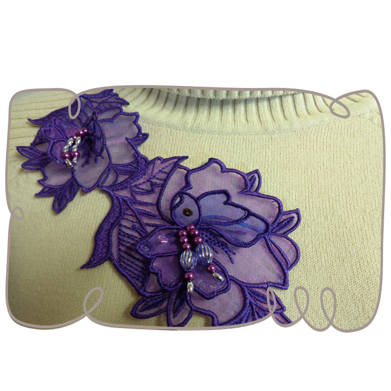 Iron on Flower 2 Medium Neckline