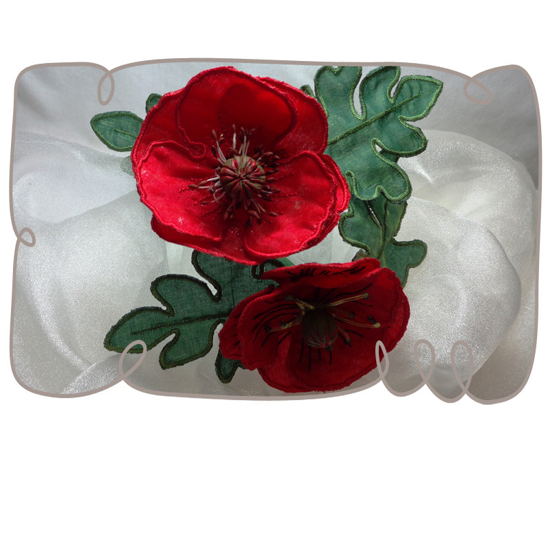 3D Red Poppy Fabric Flower