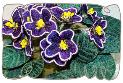 Dark Purple African Violet Fabric Flower