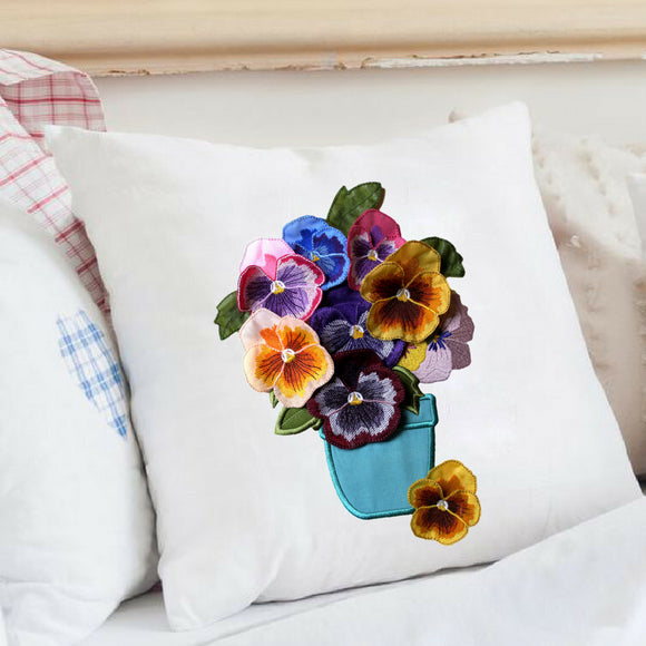 Pansies in Vase 4x4