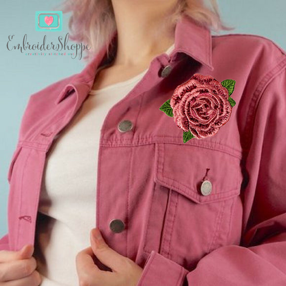 3 Pink Rose Patches