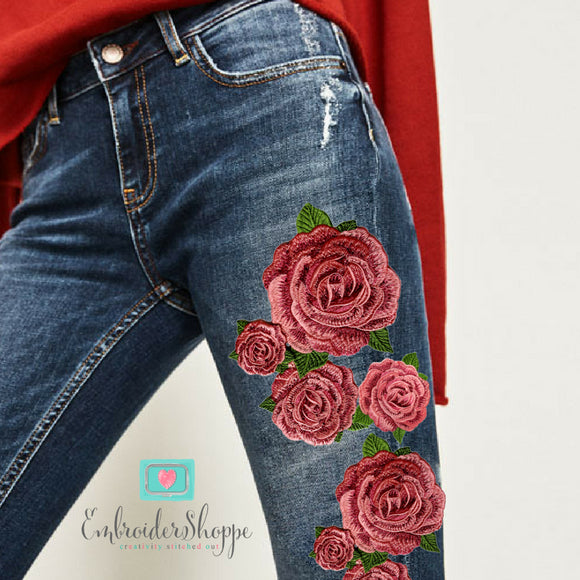 3 Pink Rose Patches