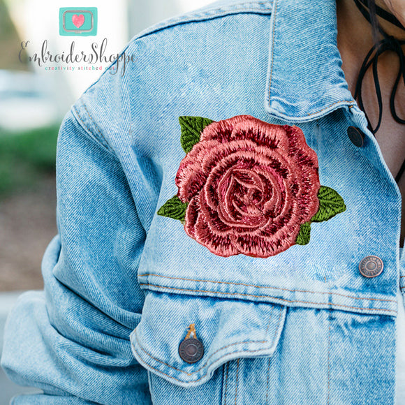 3 Pink Rose Patches