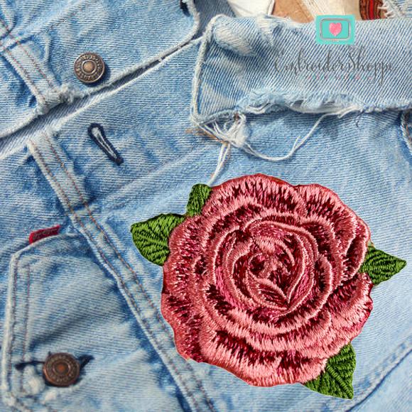 3 Pink Rose Patches