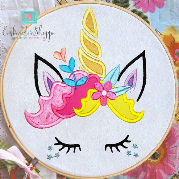 Unicorn Faces Applique Set