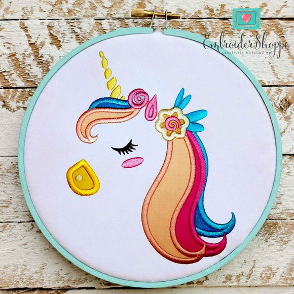 Unicorn Side Face 3 Applique