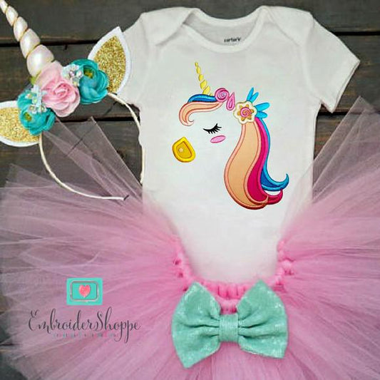 Unicorn Side Face 3 Applique