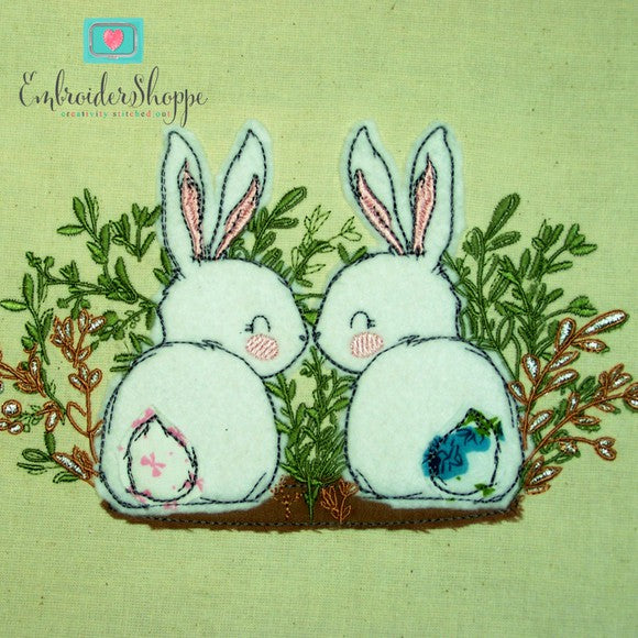 Bunnies in Bush Raw Edge Applique