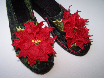 3D Poinsettia Espadrille Shoe Pattern