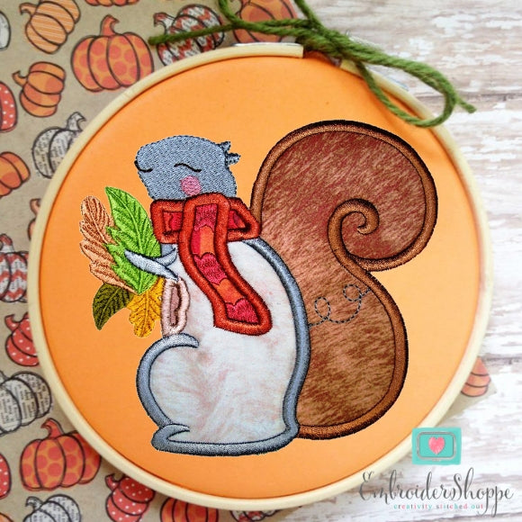 Autumn Squirrel Applique