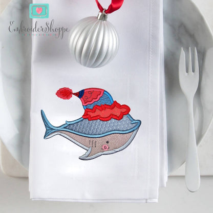 Christmas Shark Applique