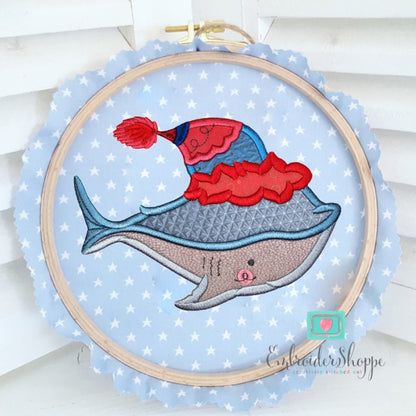 Christmas Shark Applique