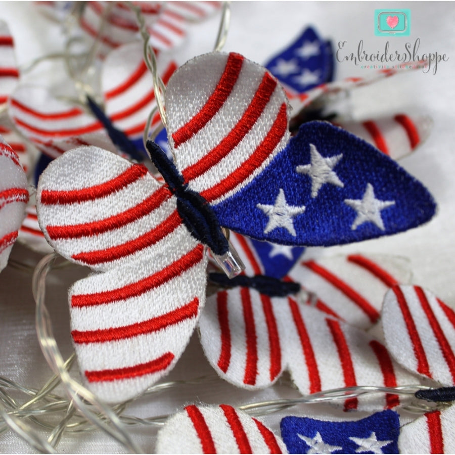 4th of July Butterfly String Lights