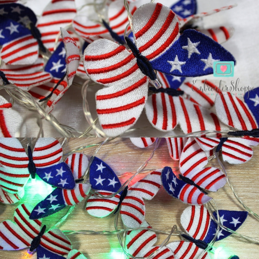 4th of July Butterfly String Lights