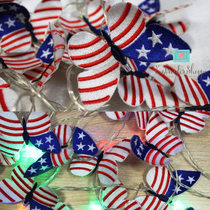 4th of July Butterfly String Lights