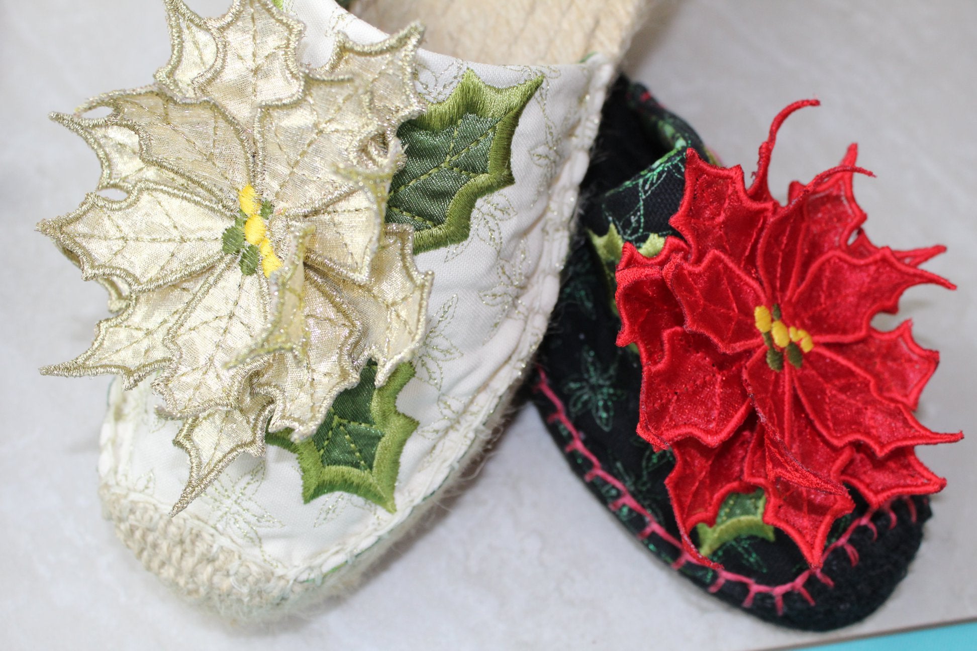 3D Poinsettia Espadrille Shoe Pattern