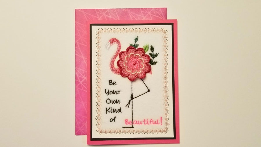 Doily Flower Flamingo 4x6 Card Size