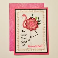 Doily Flower Flamingo 4x6 Card Size