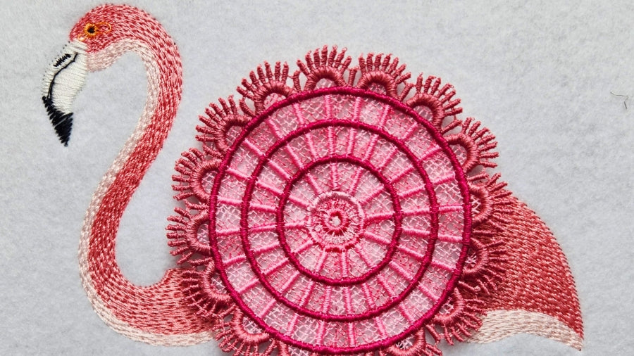 Doily Flower Flamingo 1 4x6 CARD SIZE