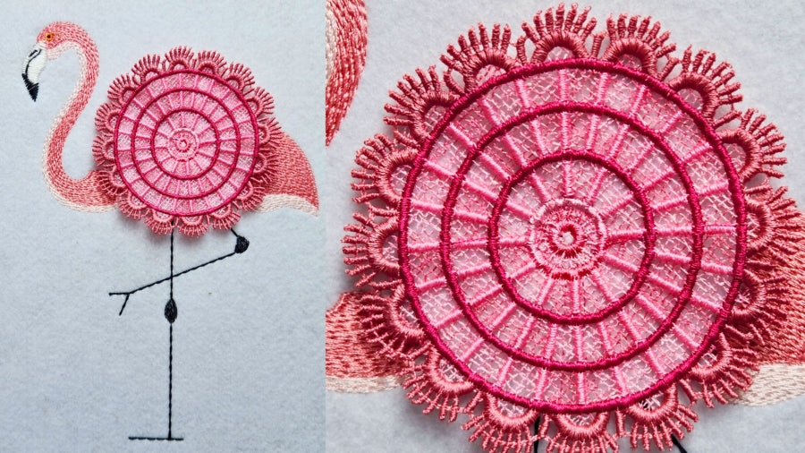 Doily Flower Flamingo 1 4x6 CARD SIZE