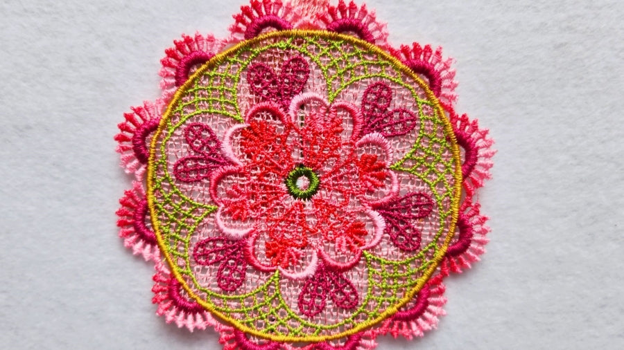 Doily Flower Flamingo 2 4x6 Card Size