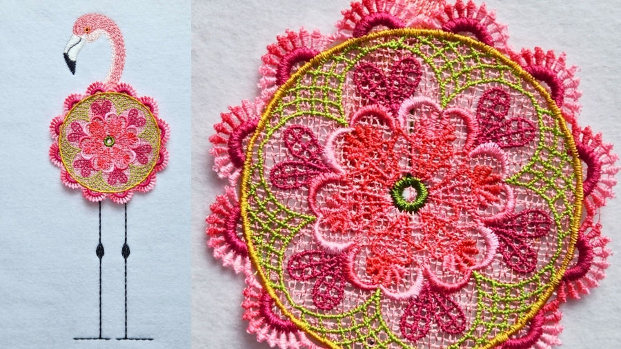 Doily Flower Flamingo 2 4x6 Card Size
