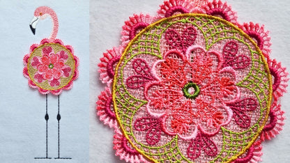 Doily Flower Flamingo 2 4x6 Card Size