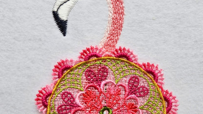 Doily Flower Flamingo 2 4x6 Card Size