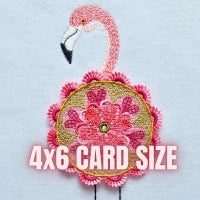 Doily Flower Flamingo 2 4x6 Card Size