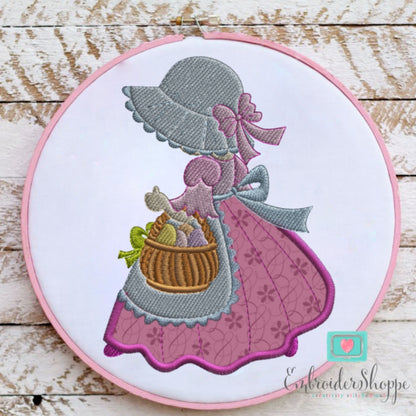 Sunbonnet with basket Applique