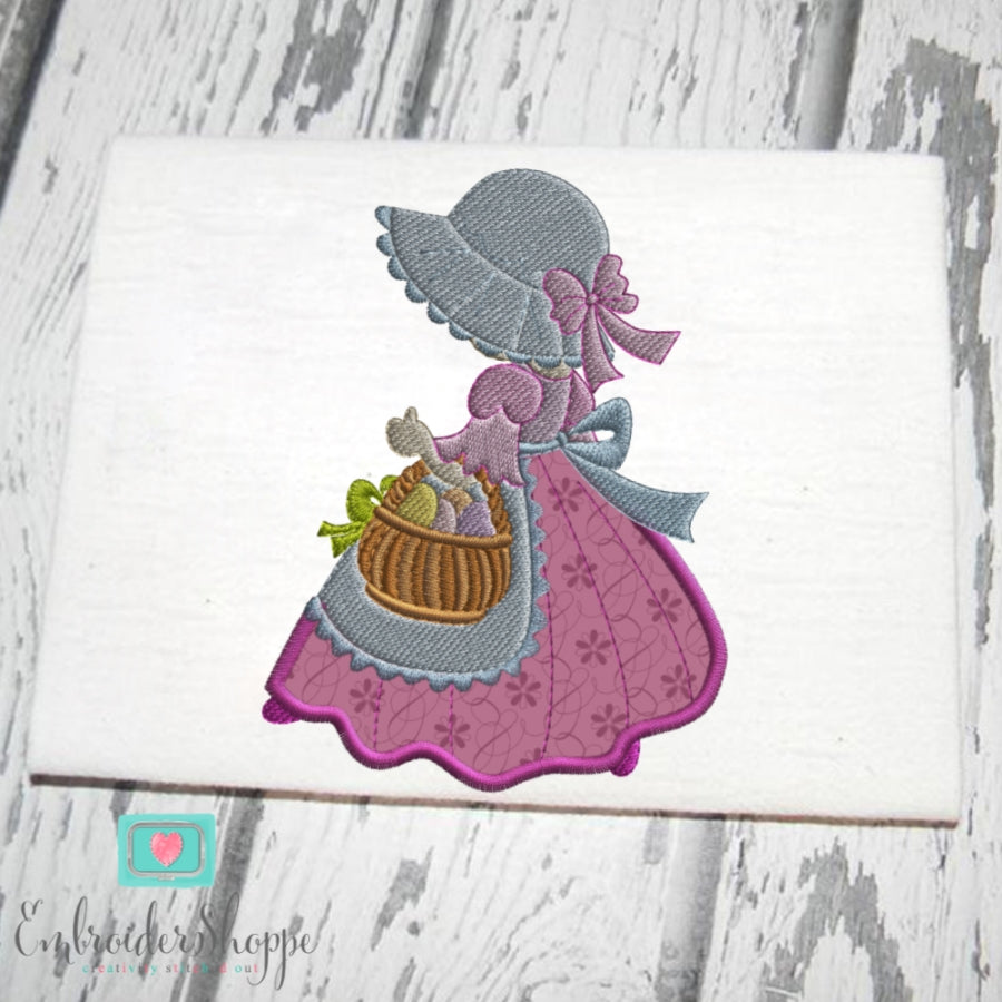 Sunbonnet with basket Applique