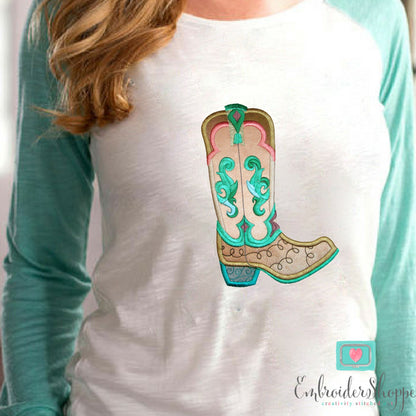 Sandy Paisley Jane Boots Applique