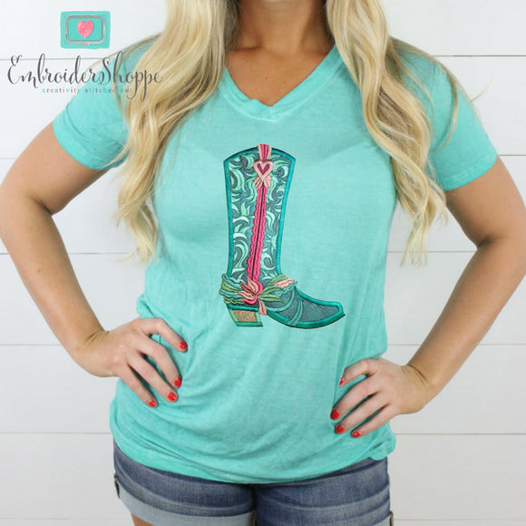Sweet Paisley Bone Boots Applique