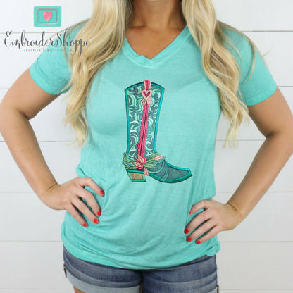 Sweet Paisley Bone Boots Applique