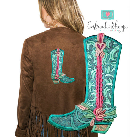 Sweet Paisley Bone Boots Applique
