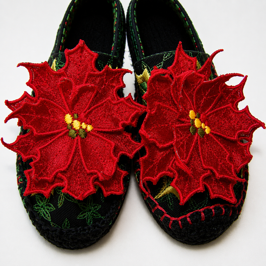 3D Poinsettia Espadrille Shoe Pattern