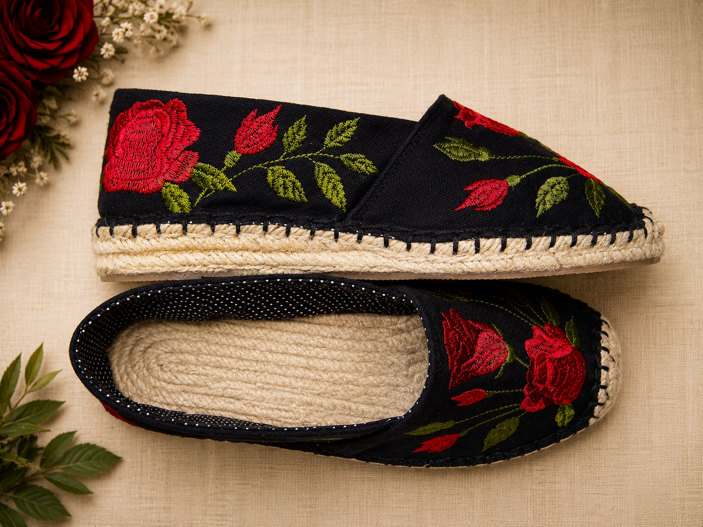 Red Rose Espadrille Shoe Pattern