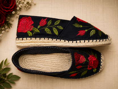 Red Rose Espadrille Shoe Pattern