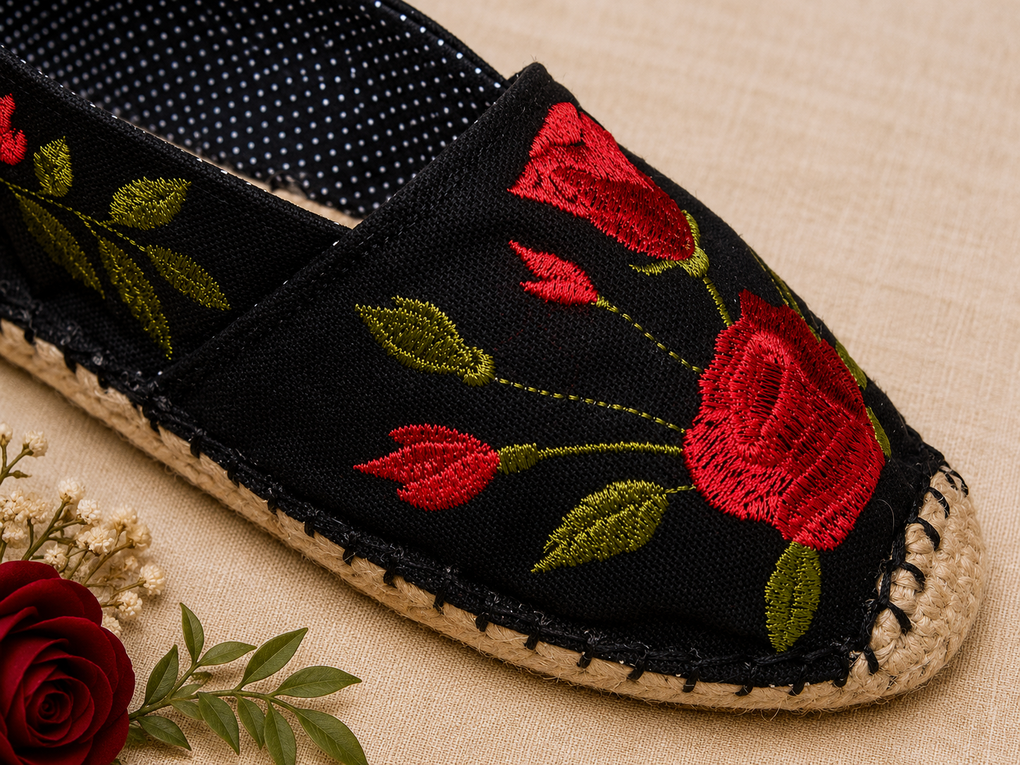 Red Rose Espadrille Shoe Pattern