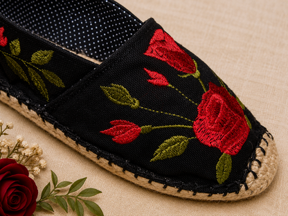 Red Rose Espadrille Shoe Pattern